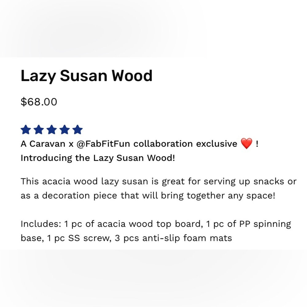 NWT Caravan Acacia Wood Rotating Lazy Susan, Orig $68- - Picture 5 of 5